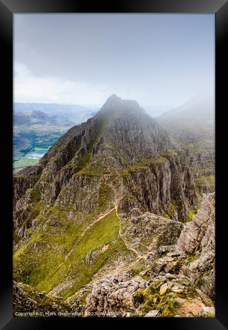 Pinnacles of Liathach: A Hiker's Dream Framed Print by Mark Greenwood