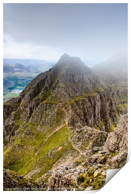 Pinnacles of Liathach: A Hiker's Dream Print by Mark Greenwood