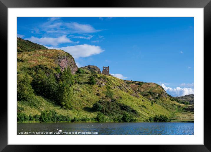 Tranquil St Margaret's Loch in Holyrood Park Framed Mounted Print by Kasia Design
