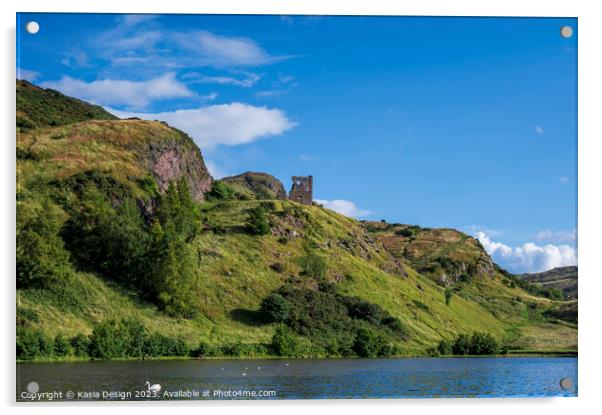 Tranquil St Margaret's Loch in Holyrood Park Acrylic by Kasia Design
