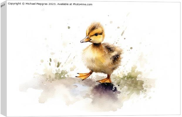 Watercolor painting of a duckling Canvas Print by Michael Piepgras