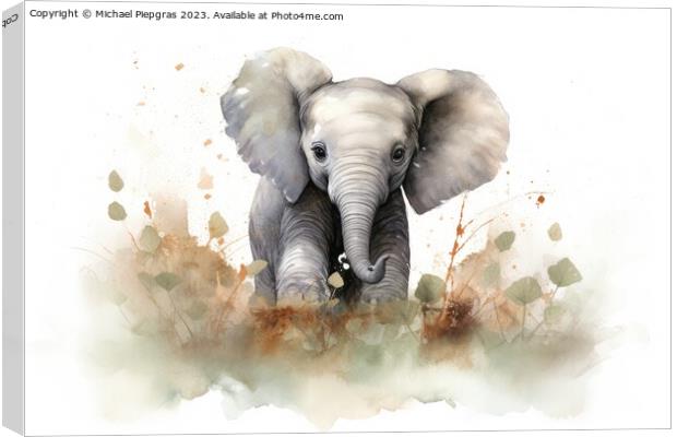 Watercolor painting of a big elephant on a white background. Canvas Print by Michael Piepgras