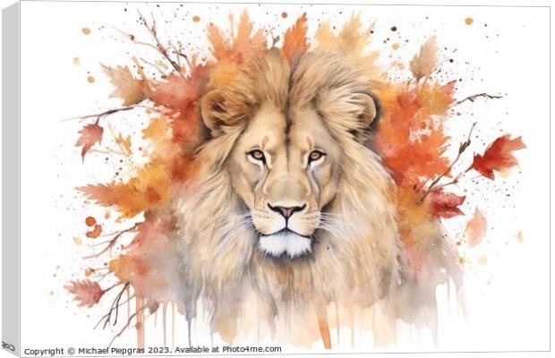 Watercolor painting of a lion on a white background. Canvas Print by Michael Piepgras