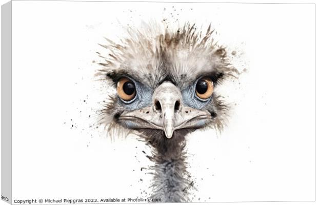 Watercolor painting of an ostrich on a white background. Canvas Print by Michael Piepgras