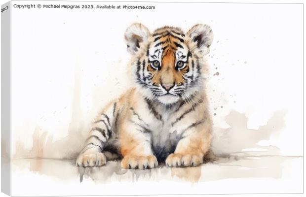 Watercolor painting of a Tiger on a white background. Canvas Print by Michael Piepgras