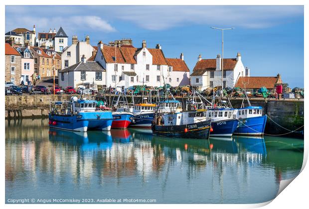 Fishing boats in Pittenweem Harbour Print by Angus McComiskey
