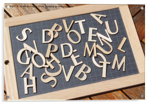 Chalkboard slate and wooden letters Acrylic by aurélie le moigne