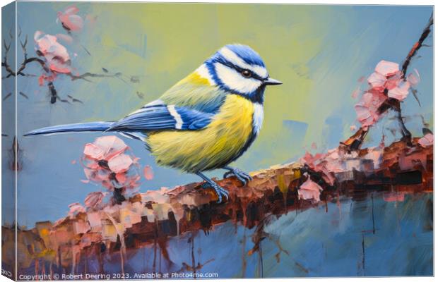 Forest Flair: Blue Tit's Lookout Canvas Print by Robert Deering
