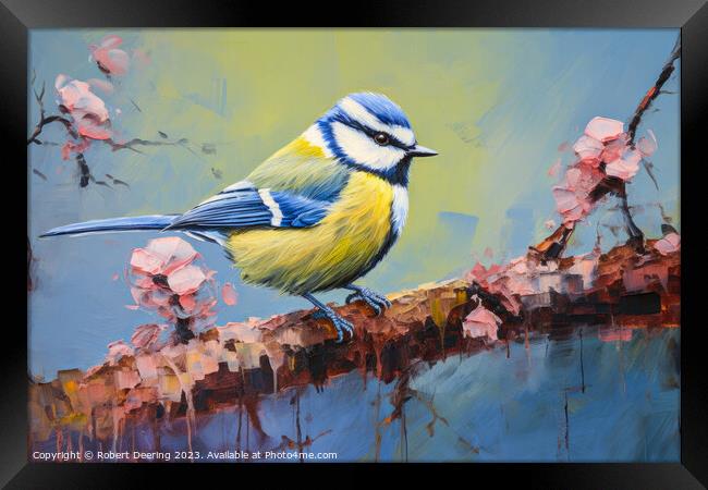 Forest Flair: Blue Tit's Lookout Framed Print by Robert Deering