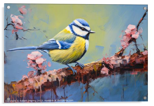 Forest Flair: Blue Tit's Lookout Acrylic by Robert Deering