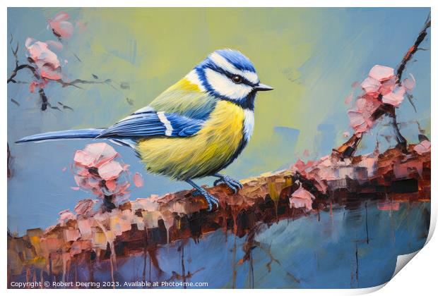 Forest Flair: Blue Tit's Lookout Print by Robert Deering