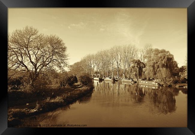 River Thames at Lechlade, sepia Framed Print by Paul Boizot