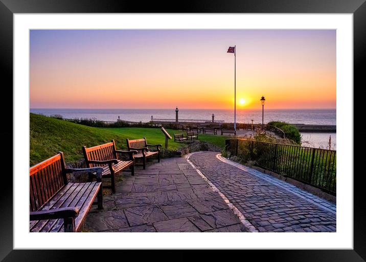 Whitby West Cliff Sunrise Framed Mounted Print by Tim Hill