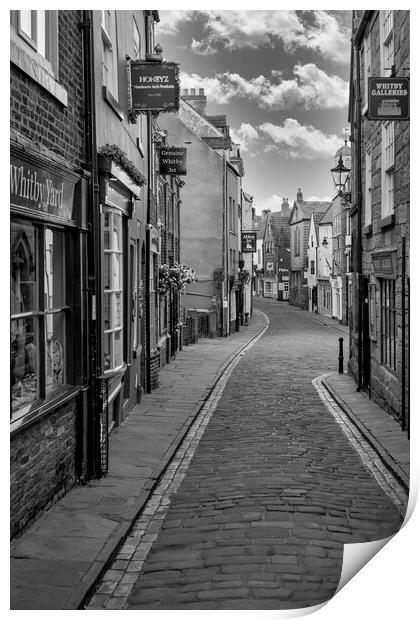 Whitby Shambles Black and White Print by Tim Hill