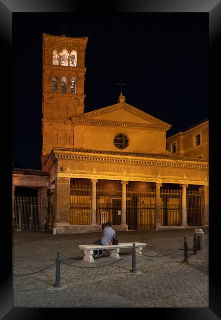 Basilica of San Giorgio in Velabro at Night in Rome Framed Print by Artur Bogacki