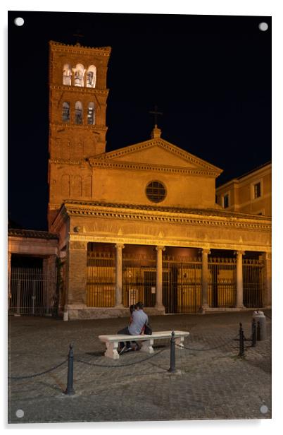 Basilica of San Giorgio in Velabro at Night in Rome Acrylic by Artur Bogacki