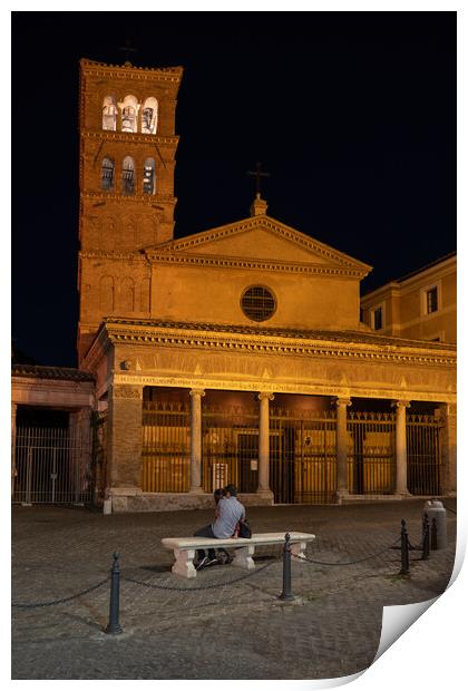 Basilica of San Giorgio in Velabro at Night in Rome Print by Artur Bogacki