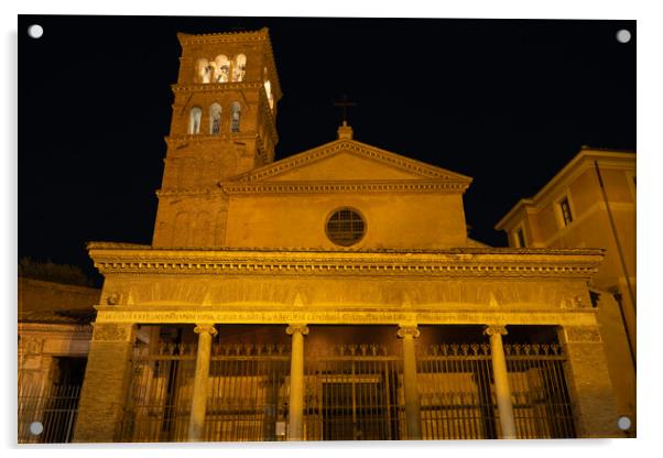 Basilica of San Giorgio in Velabro at Night Acrylic by Artur Bogacki