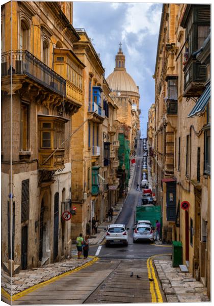 Old Mint Street In Valletta City In Malta Canvas Print by Artur Bogacki