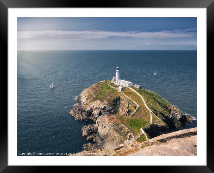 Sailing the Serene Seas at South Stack Framed Mounted Print by Janet Carmichael