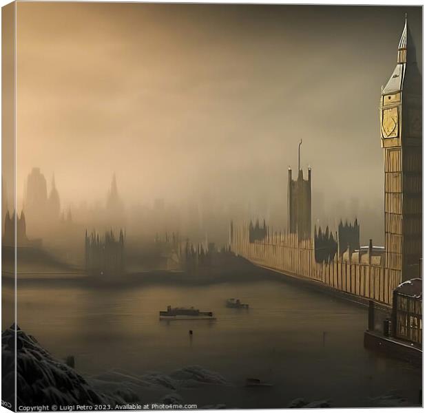 Misty Moonrise Over Iconic London Landmarks Canvas Print by Luigi Petro