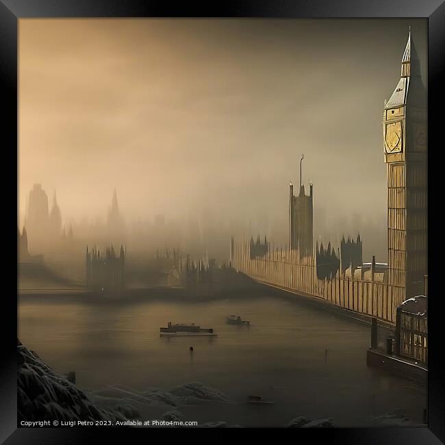 Misty Moonrise Over Iconic London Landmarks Framed Print by Luigi Petro
