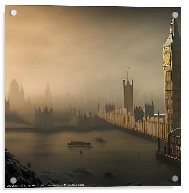 Misty Moonrise Over Iconic London Landmarks Acrylic by Luigi Petro