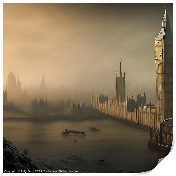 Misty Moonrise Over Iconic London Landmarks Print by Luigi Petro