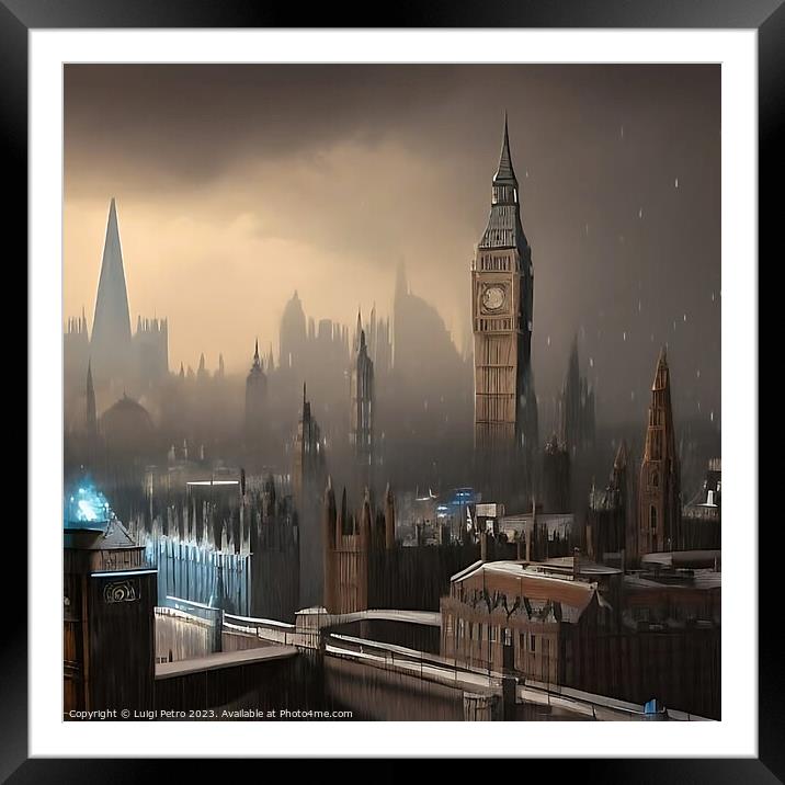 Enchanting Moonlit Panorama of Big Ben and Westmin Framed Mounted Print by Luigi Petro