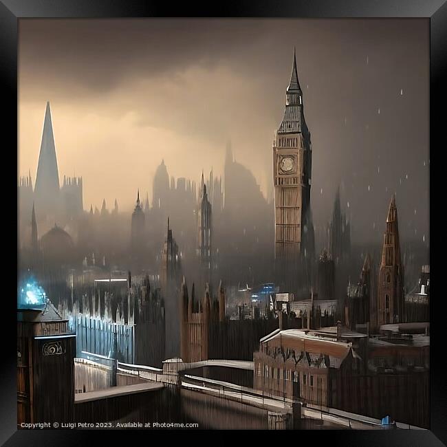 Enchanting Moonlit Panorama of Big Ben and Westmin Framed Print by Luigi Petro