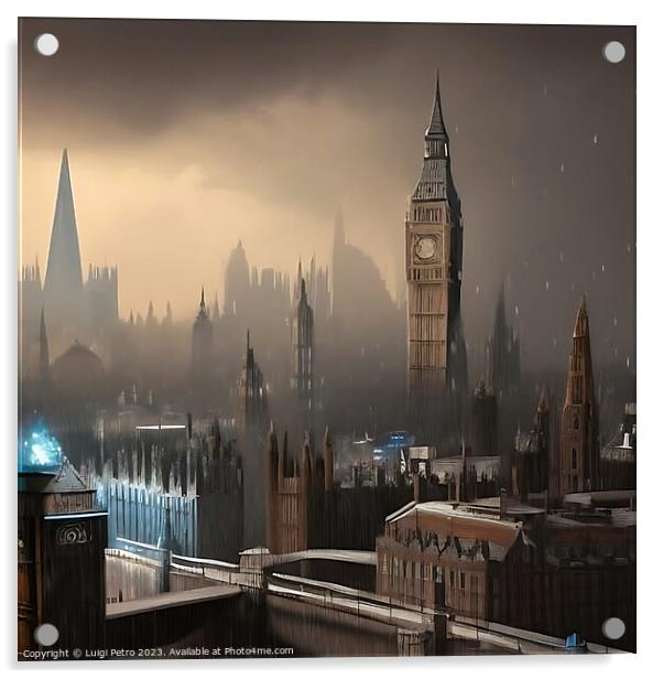 Enchanting Moonlit Panorama of Big Ben and Westmin Acrylic by Luigi Petro