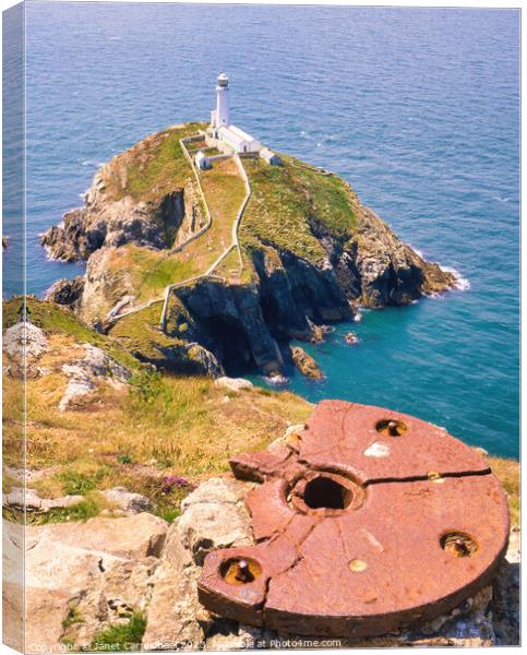 South Stack Lighthouse from the Gun Emplacement Canvas Print by Janet Carmichael