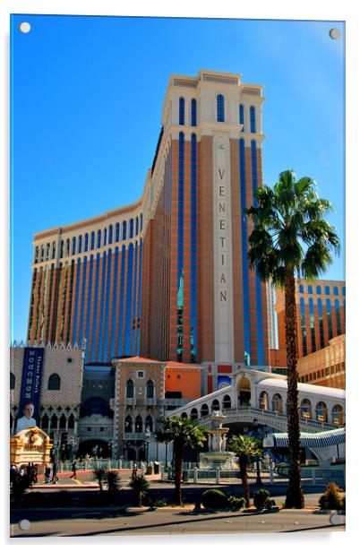 "Sunlit Splendor: The Venetian Hotel, Las Vegas" Acrylic by Andy Evans Photos