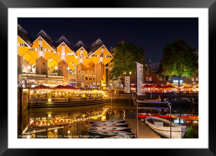 ROTTERDAM Oude Haven and Cube Houses by night Framed Mounted Print by Melanie Viola