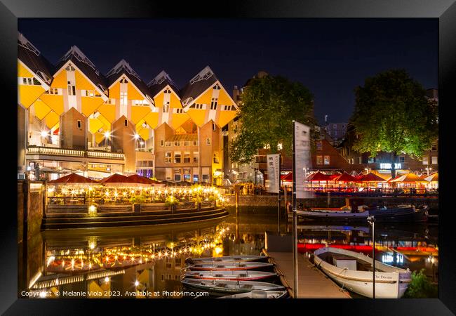 ROTTERDAM Oude Haven and Cube Houses by night Framed Print by Melanie Viola