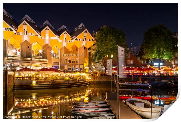 ROTTERDAM Oude Haven and Cube Houses by night Print by Melanie Viola