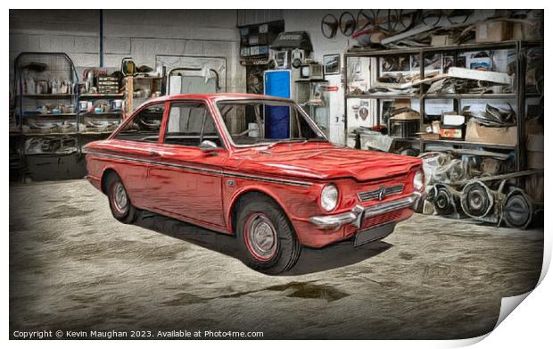 "Timeless Elegance: A Vibrant Red Hillman Imp" Print by Kevin Maughan