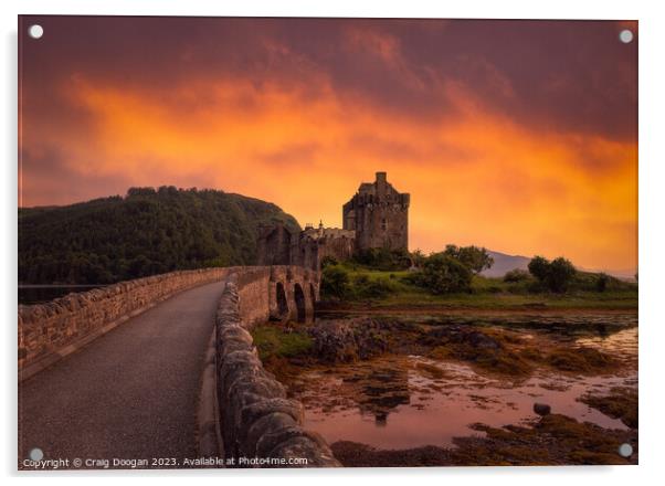 Eilean Donan Castle Sunset Acrylic by Craig Doogan