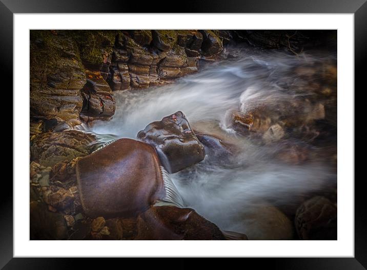 Smooth rocks and running water Framed Mounted Print by Leighton Collins