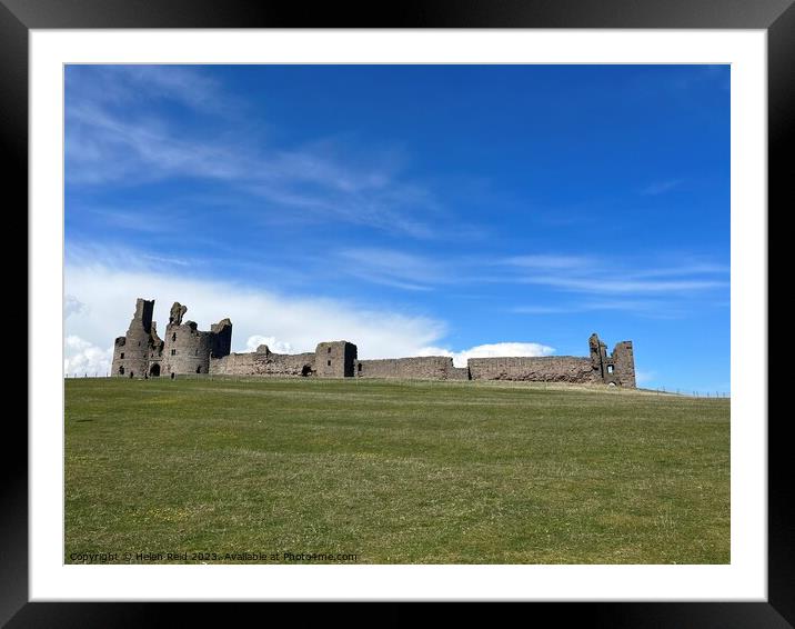 Castle ruins blue sky green grass Framed Mounted Print by Helen Reid