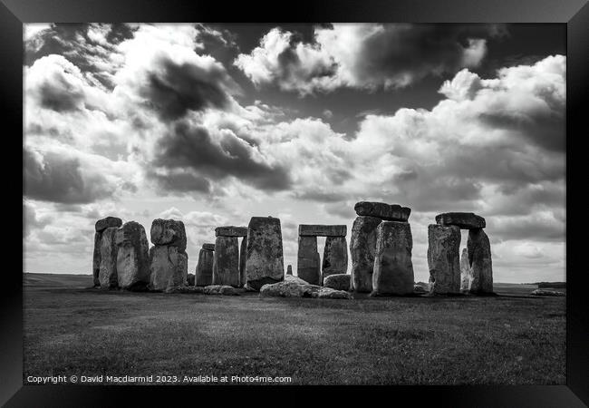 Stonehenge Black & White Framed Print by David Macdiarmid
