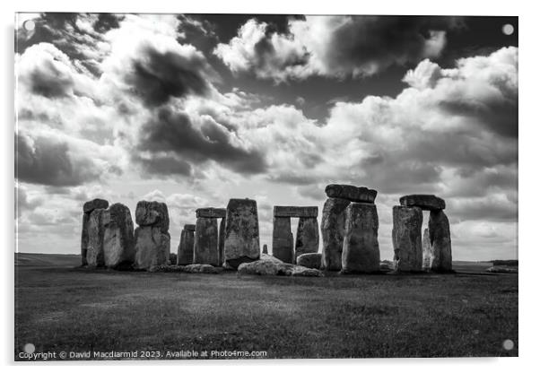 Stonehenge Black & White Acrylic by David Macdiarmid
