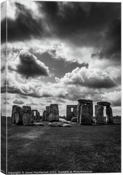 Stonehenge Black & White Canvas Print by David Macdiarmid