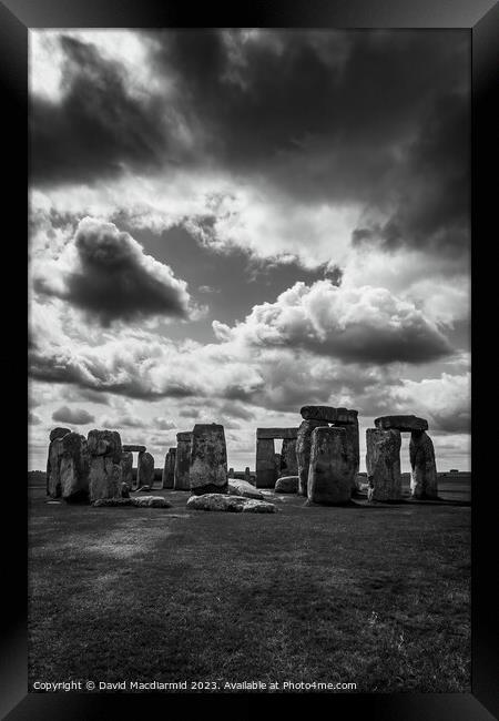 Stonehenge Black & White Framed Print by David Macdiarmid