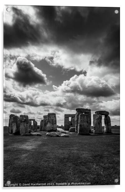 Stonehenge Black & White Acrylic by David Macdiarmid