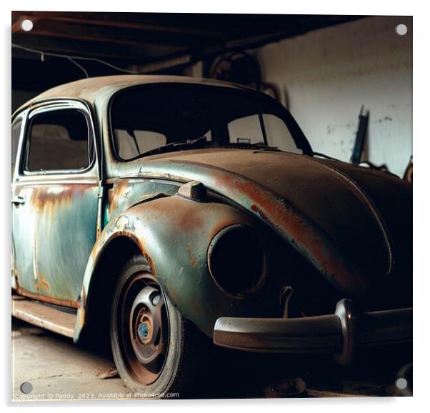 An old VW beetle  Acrylic by Paddy 