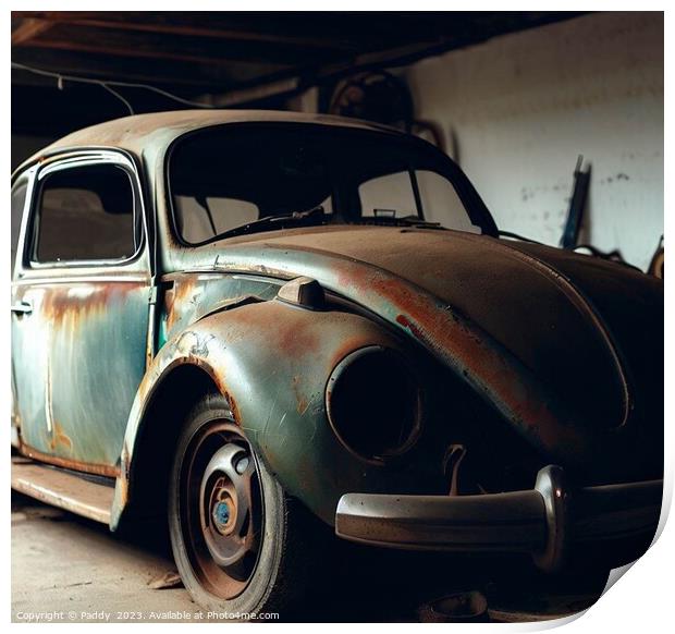 An old VW beetle  Print by Paddy 