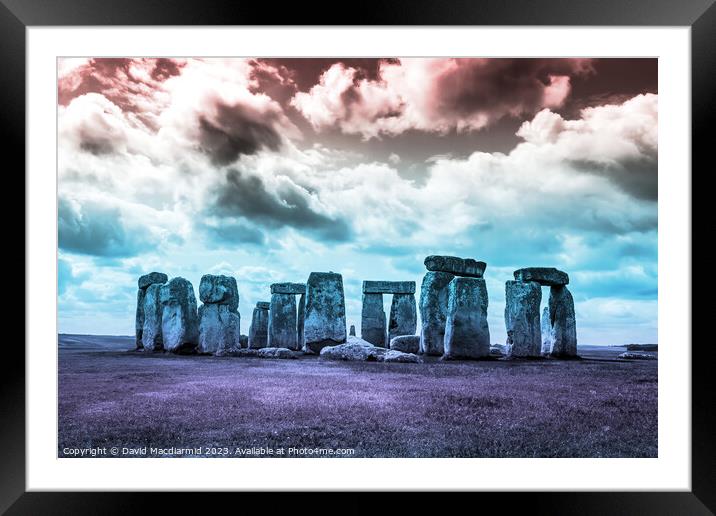 Stonehenge Abstract Colours Framed Mounted Print by David Macdiarmid