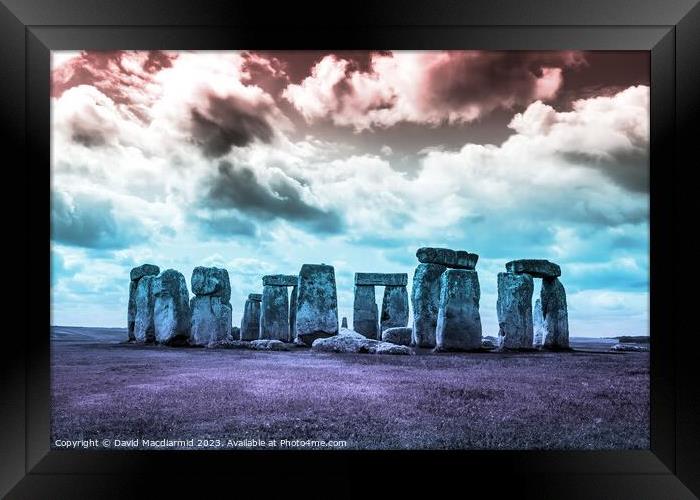Stonehenge Abstract Colours Framed Print by David Macdiarmid