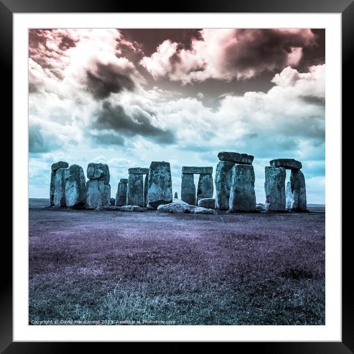 Stonehenge Abstract Colours (Square) Framed Mounted Print by David Macdiarmid